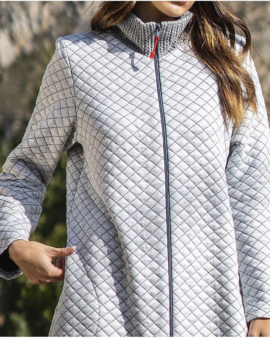 Robe de chambre zippée grise MODA INTIMA – Image 2