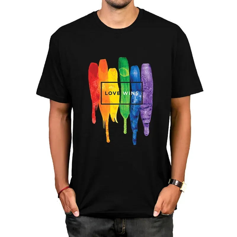 T-shirt homme lgbtqia peinture arc en ciel – Image 2