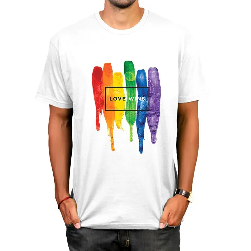 T-shirt homme lgbtqia peinture arc en ciel – Image 3