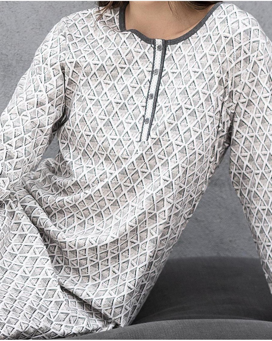 Chemise de nuit beige à motifs géométriques Moda Intima – Image 2