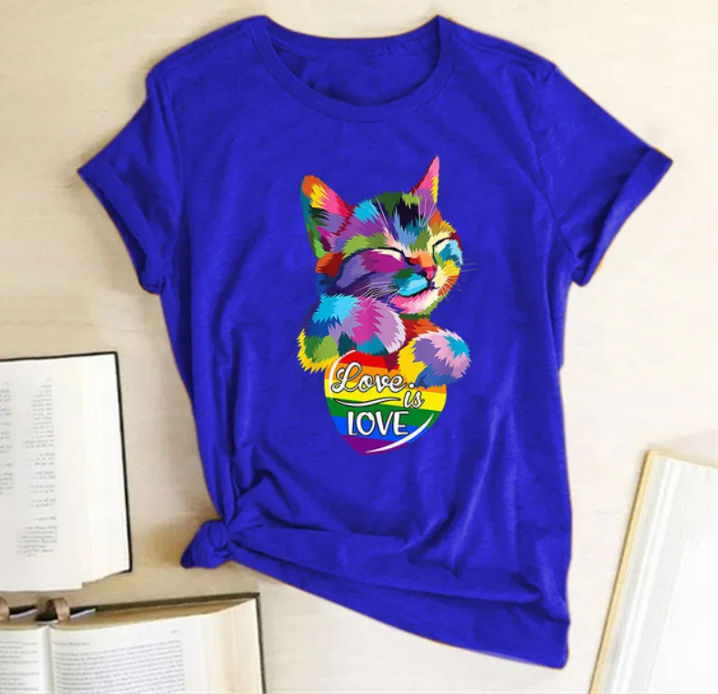 T-shirt LGBT coeur chat love is love – Image 7