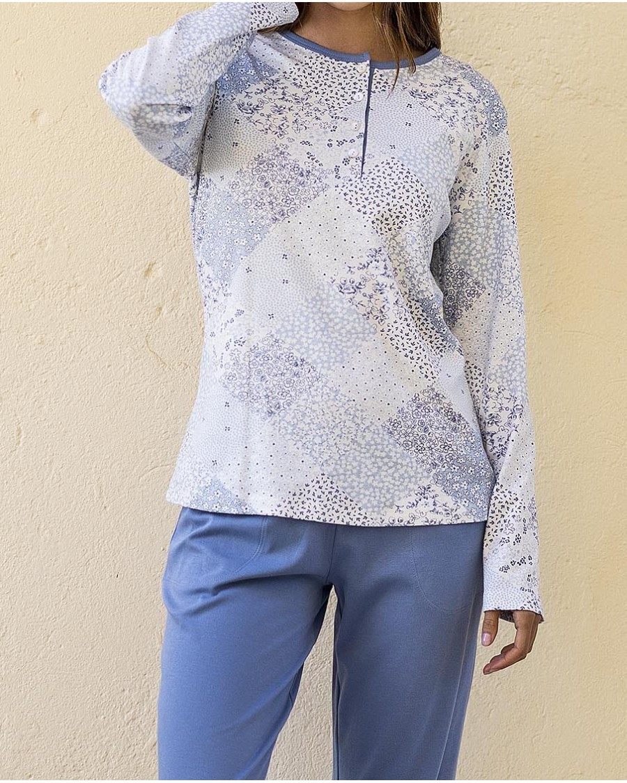 Pyjama à motif patchwork bleu Mode Intima – Image 2