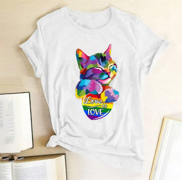T-shirt LGBT coeur chat love is love – Image 5