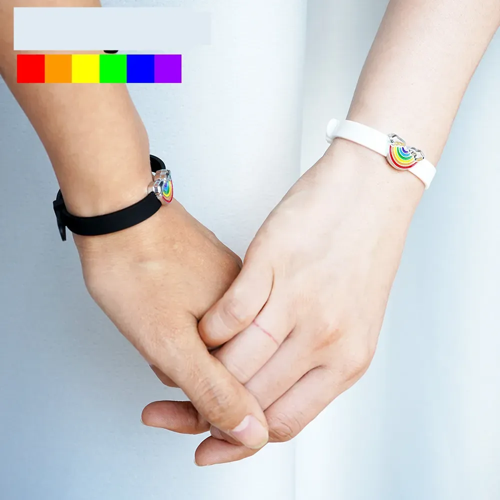Bracelet lgbt arc-en-ciel à six couleurs Bijoux lgbt en silicone de couleur – Image 5