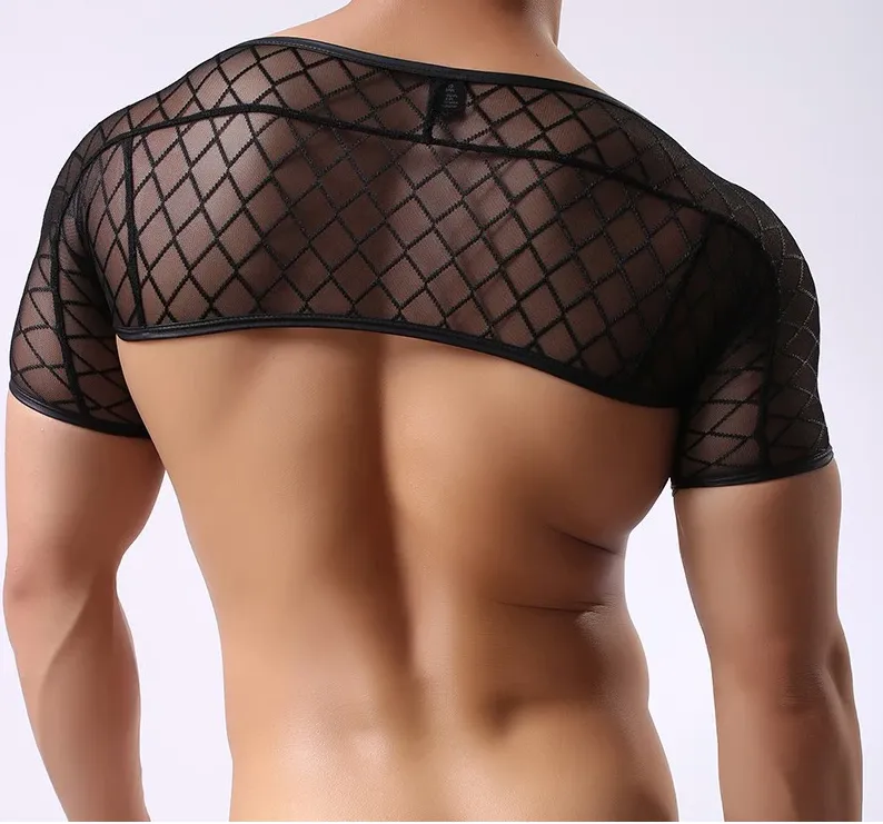 Crop Top en résille noir pour homme