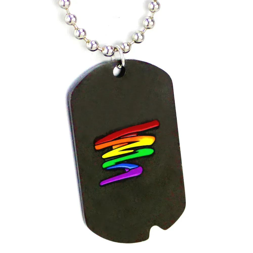 Collier plaques militaire arc-en-ciel lgbtqia+ – Image 2