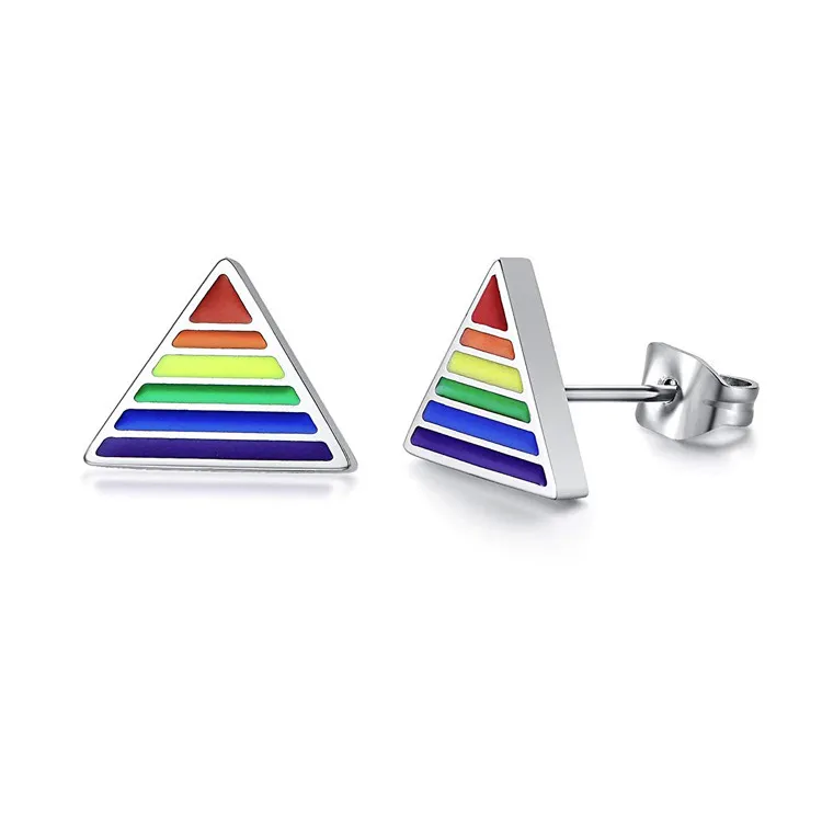 Boucles d’oreilles triangle arc-en-ciel LGBT – Image 2