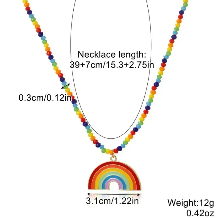 Collier perles pendentif arc-en-ciel – Image 2