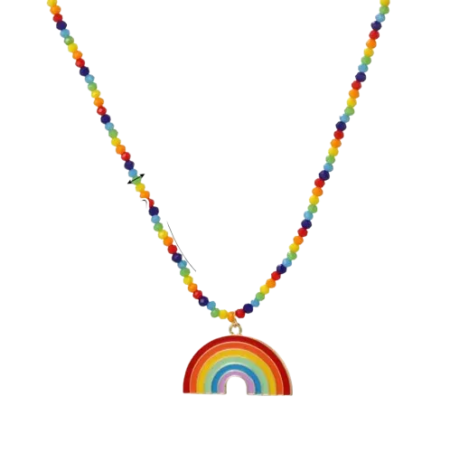Collier perles pendentif arc-en-ciel