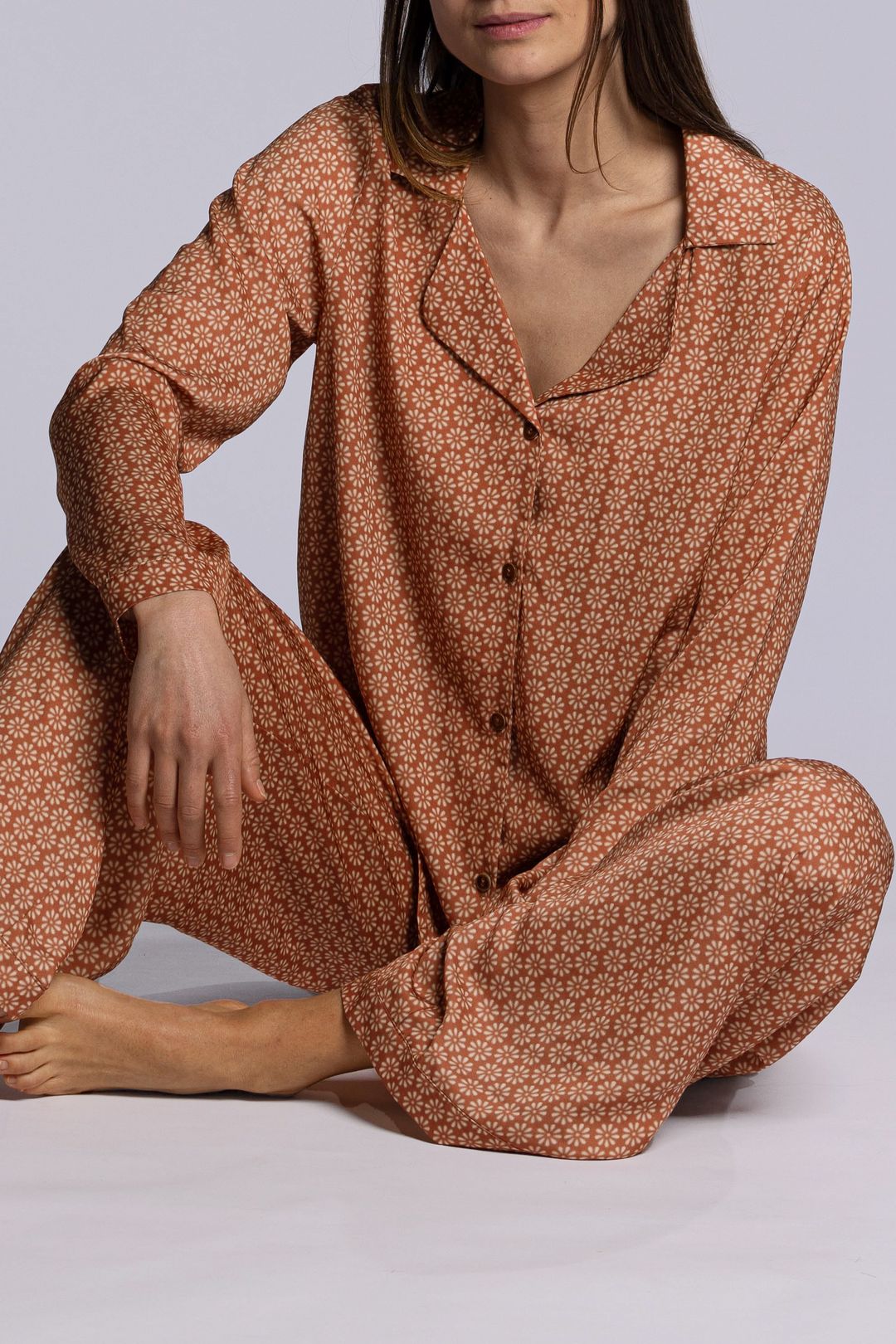 Pyjama floral coloris cannelle Teccia by Canat