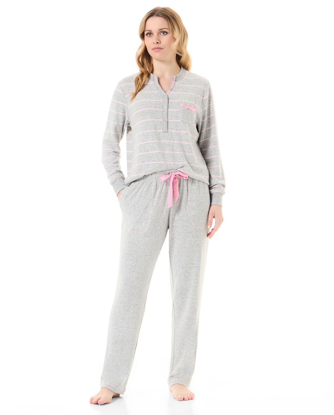 Pyjama à rayures gris/rose LOHE