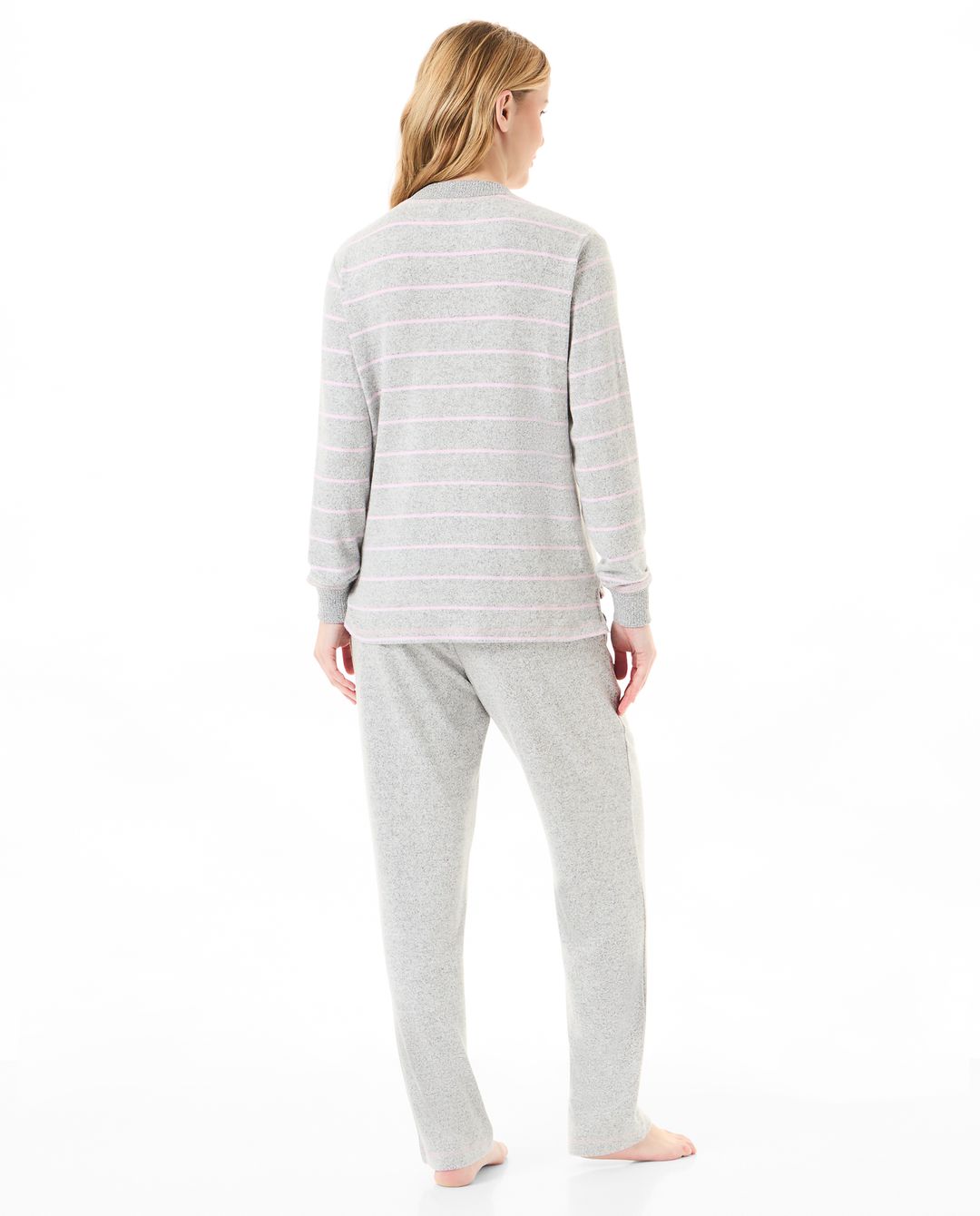 Pyjama à rayures gris/rose LOHE – Image 2