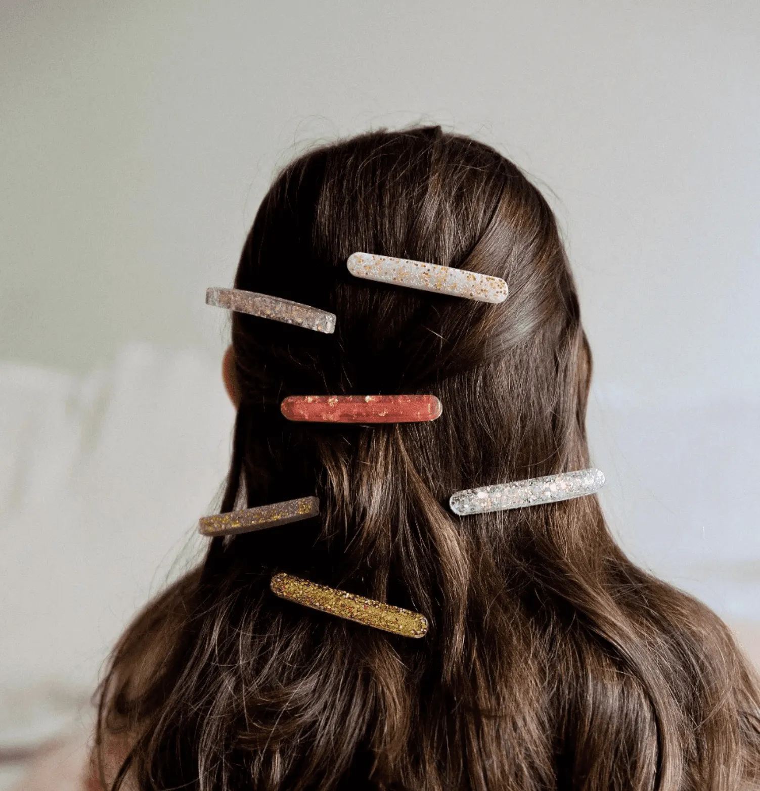 Set barrettes résine à paillettes | Minimal – Gleebee – Image 3