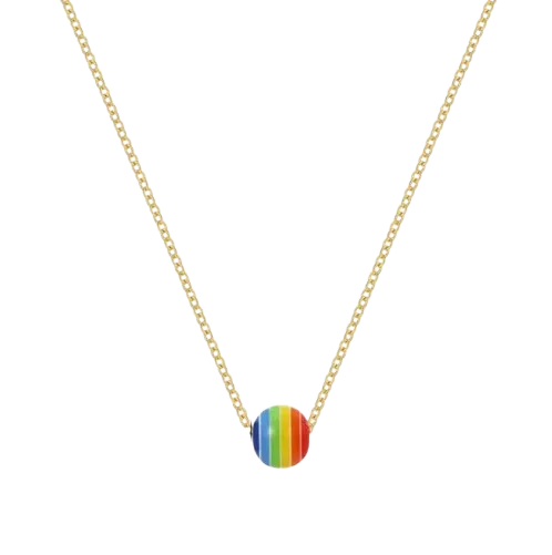 Collier LGBT Doré Perle Arc en Ciel