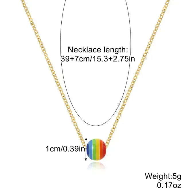 Collier LGBT Doré Perle Arc en Ciel – Image 2