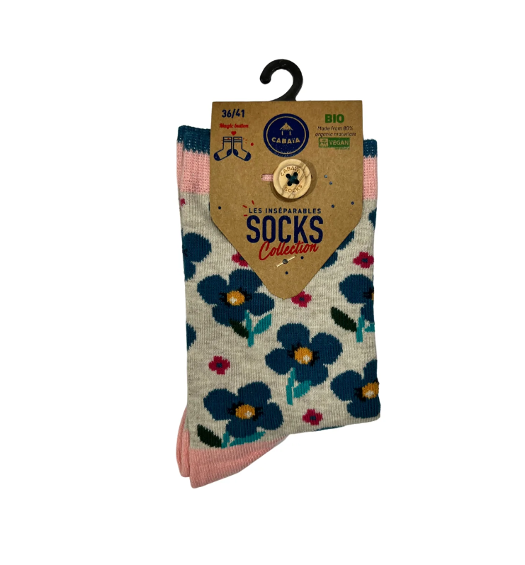 Chaussettes femme fantaisie fleurs