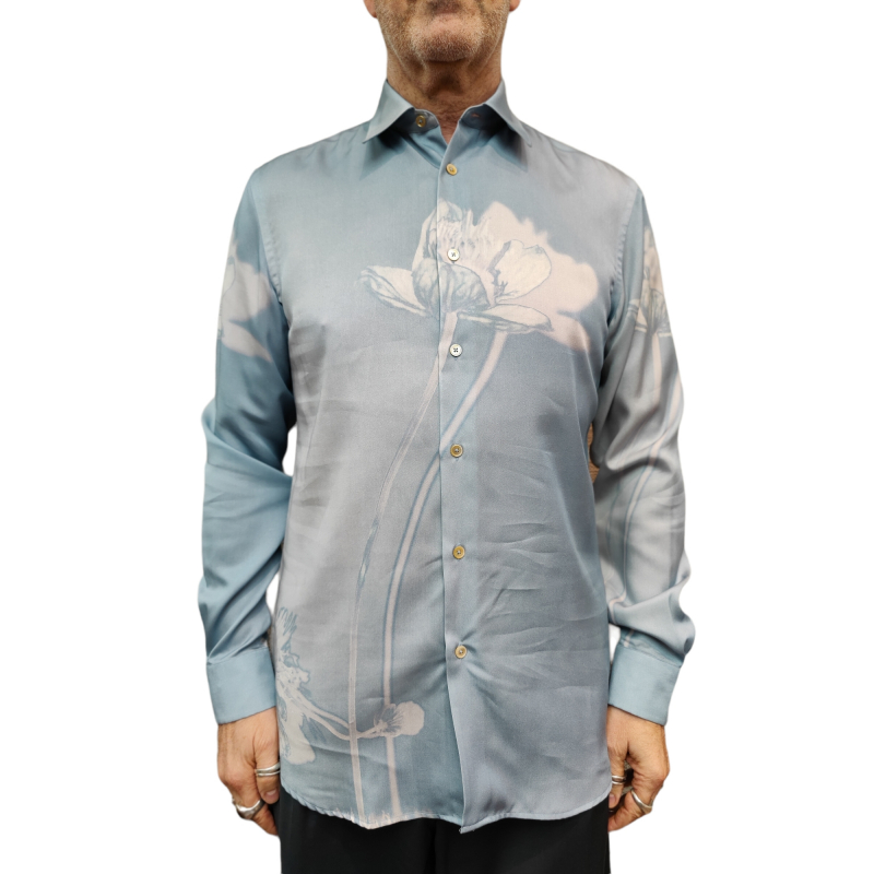 Chemise bleue homme à fleurs Paul Smith