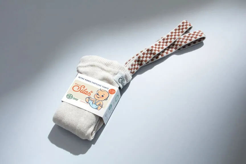 Collants à bretelles damier sans pieds | Cream checked – Silly Silas