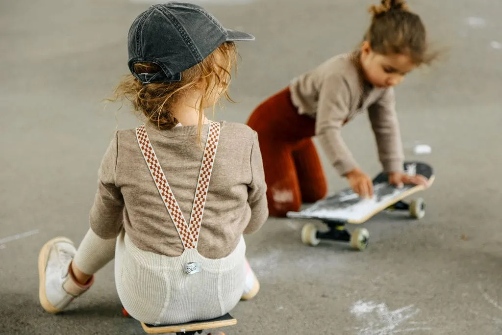 Collants à bretelles damier sans pieds | Cream checked – Silly Silas – Image 5