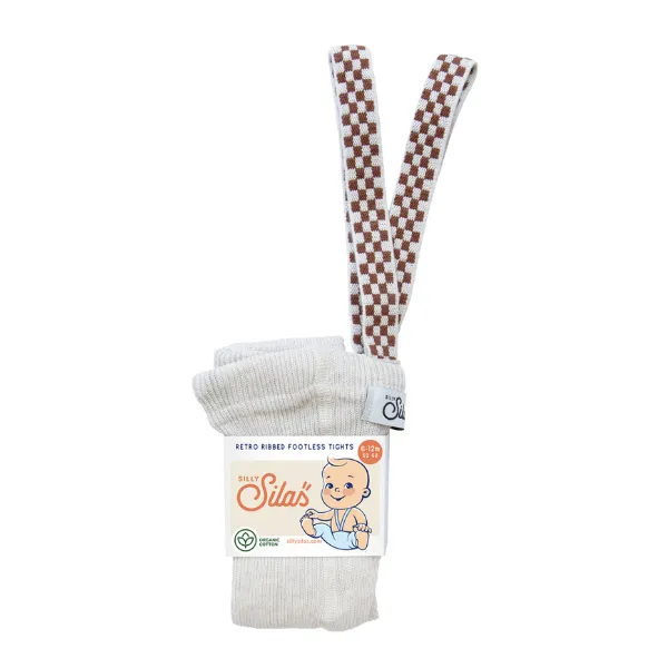 Collants à bretelles damier sans pieds | Cream checked – Silly Silas – Image 6