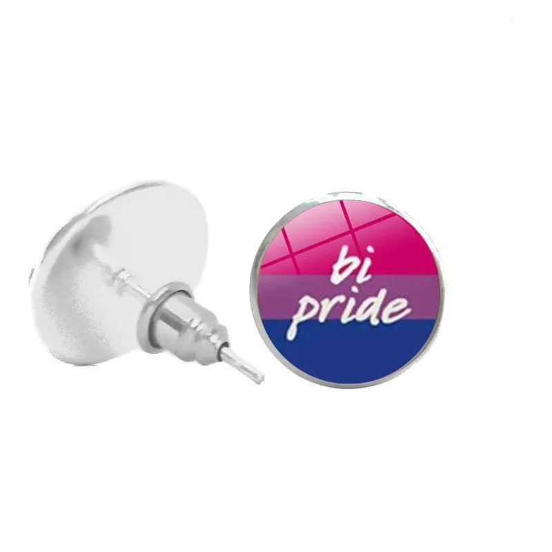 Boucles d’oreilles LGBT BI PRIDE rondes en verre