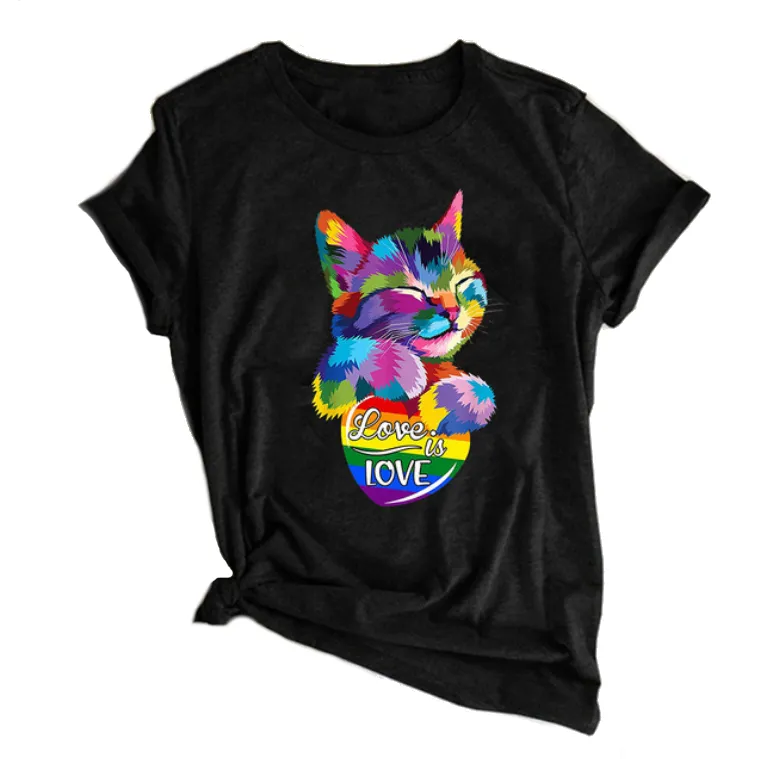 T-shirt LGBT coeur chat love is love