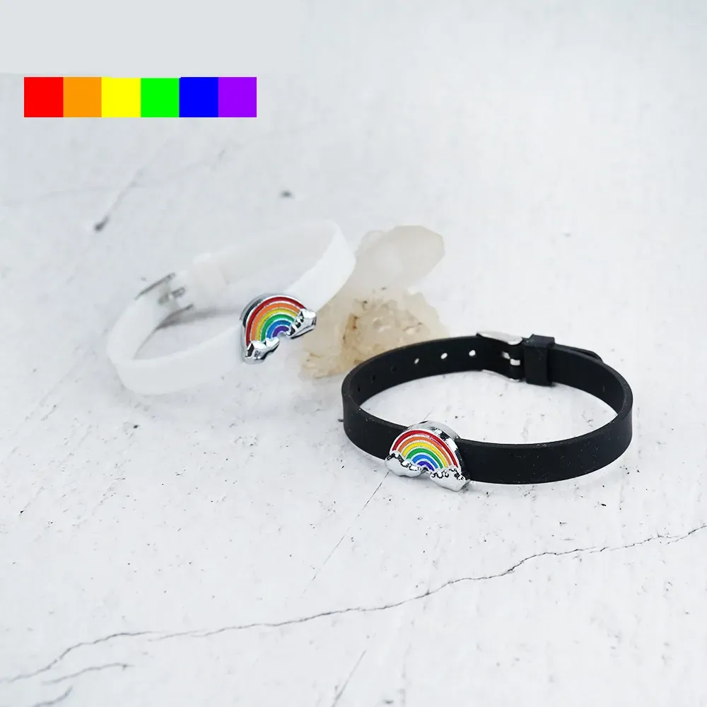 Bracelet lgbt arc-en-ciel à six couleurs Bijoux lgbt en silicone de couleur – Image 2