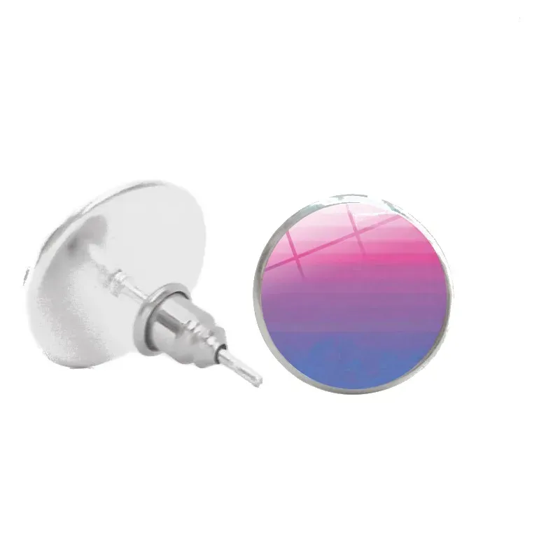 Boucles d’oreilles LGBT BI rondes en verre
