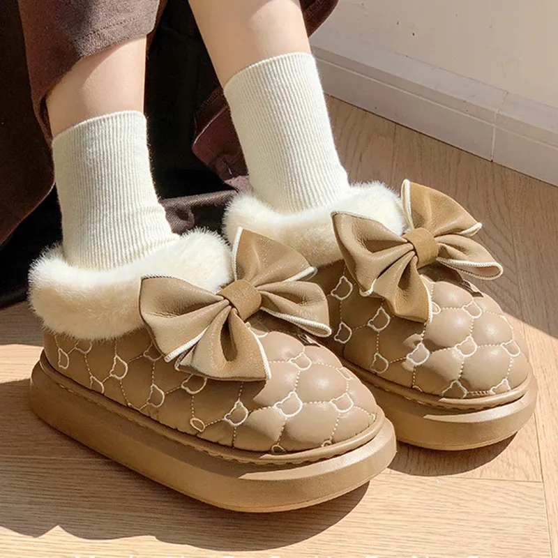 Chausson Femme Fourrure Noeud Papillon – Image 3