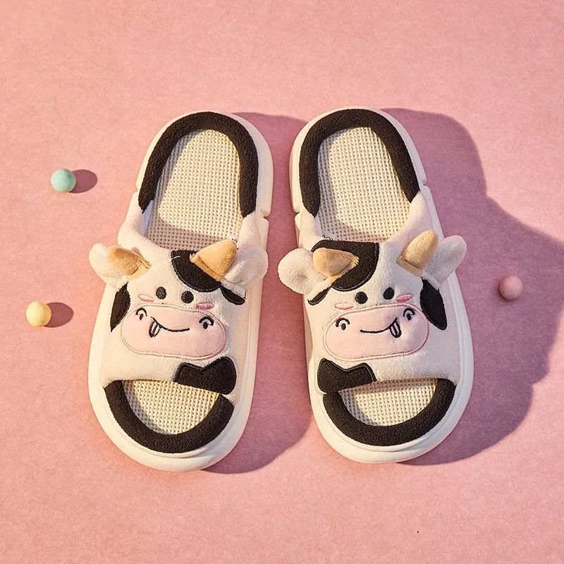 Claquettes Animaux Vache Lin