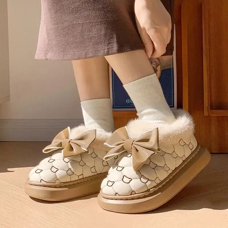 Chausson Femme Fourrure Noeud Papillon – Image 2