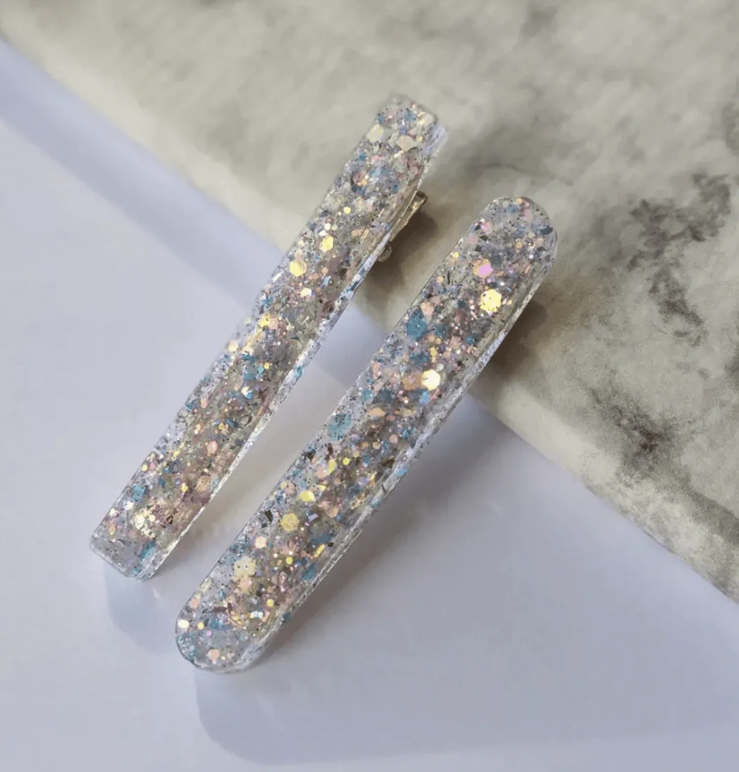 Set barrettes résine à paillettes | Minimal – Gleebee