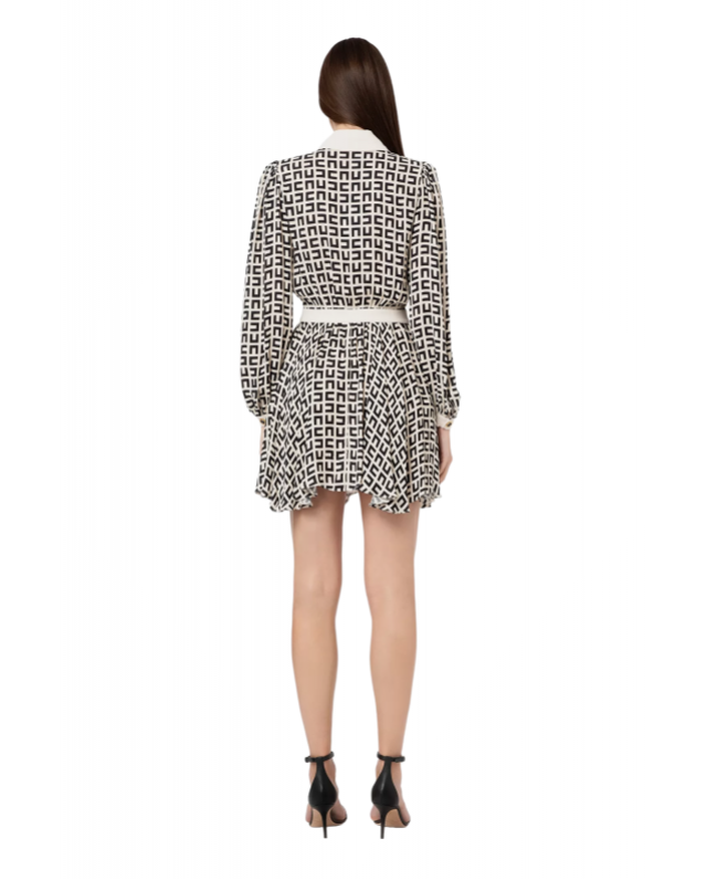 Robe chemise à logo noir et beurre en viscose Elisabetta Franchi – Image 2