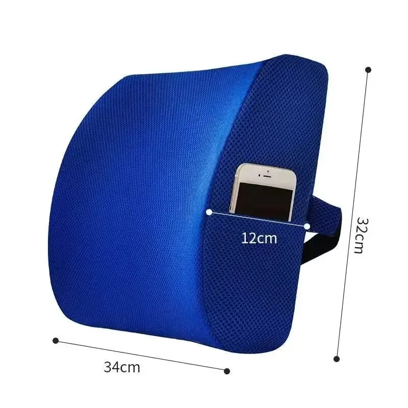 Coussin orthopédique lombaire bleu avec poche de rangement – Image 2