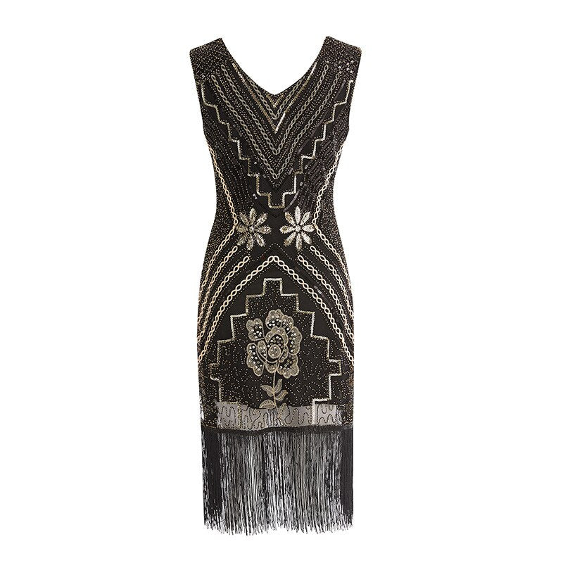 Robe Gatsby à motif floral noir