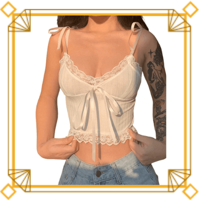 Les indispensables pour un Look Vintage – Crop top en dentelle blanche – Image 3