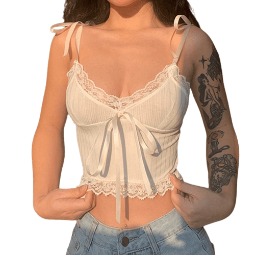 Les indispensables pour un Look Vintage – Crop top en dentelle blanche – Image 4