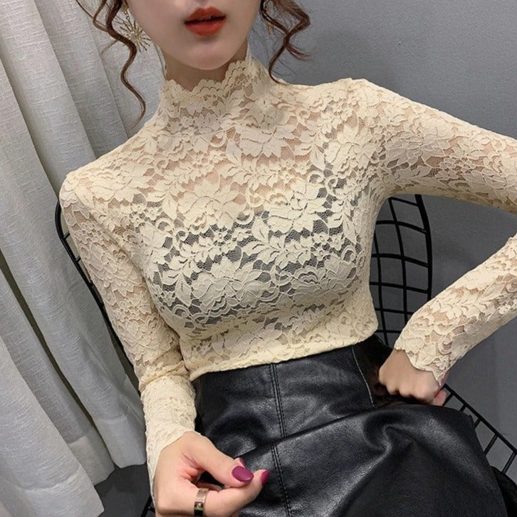 Crop top vintage dentelle manches longues – Image 6