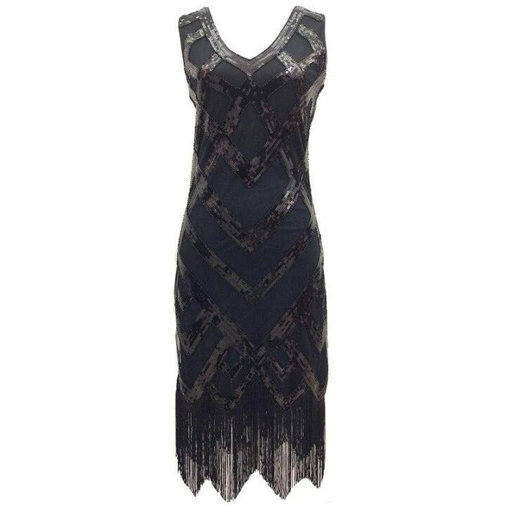 Robe Gatsby vintage années 20 noire