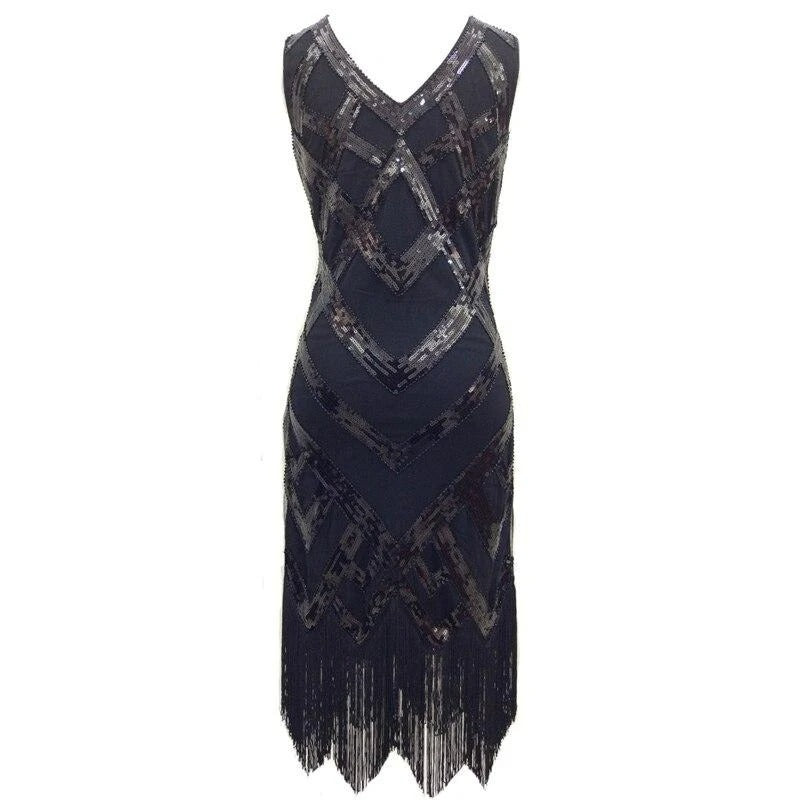 Robe Gatsby vintage années 20 noire – Image 3