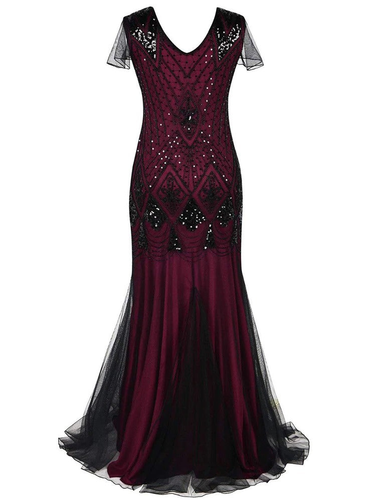 Robe Gatsby longue haute couture pourpre. – Image 4