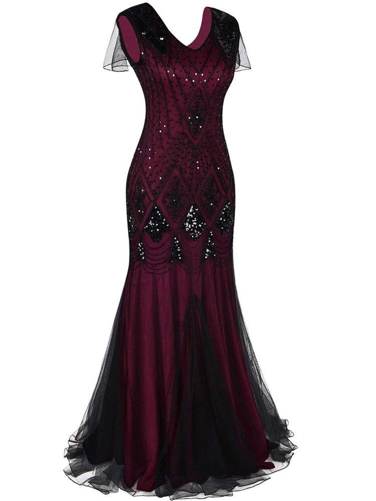 Robe Gatsby longue haute couture pourpre. – Image 3