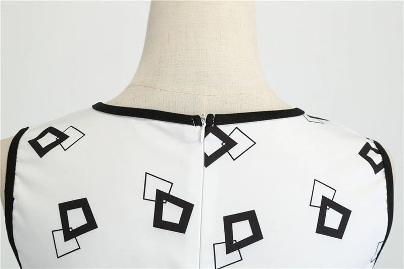Robe Vintage économique à motifs carrés blancs – Image 5