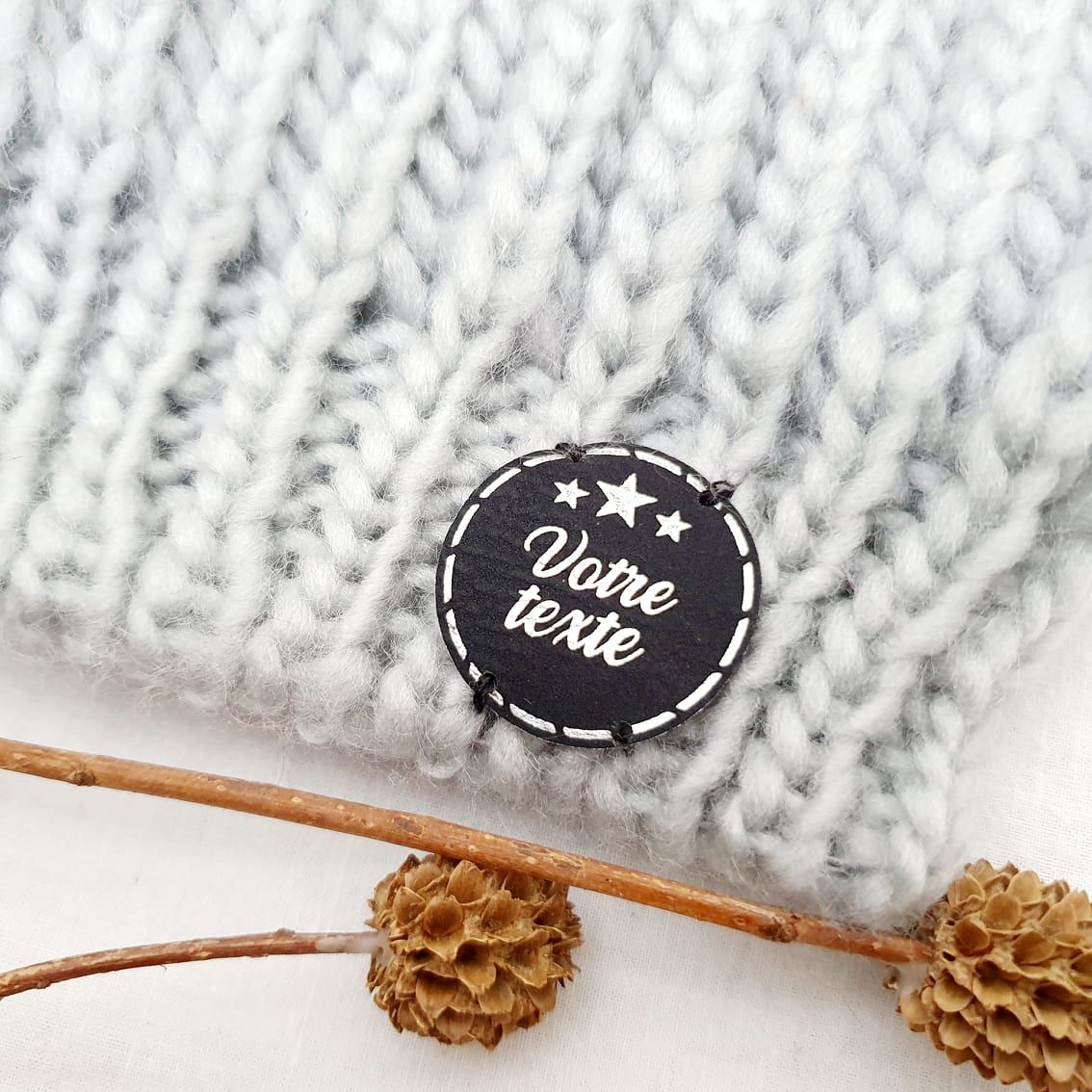 Labels/Étiquettes Personnalisées Noir cuir Végétal réf A6