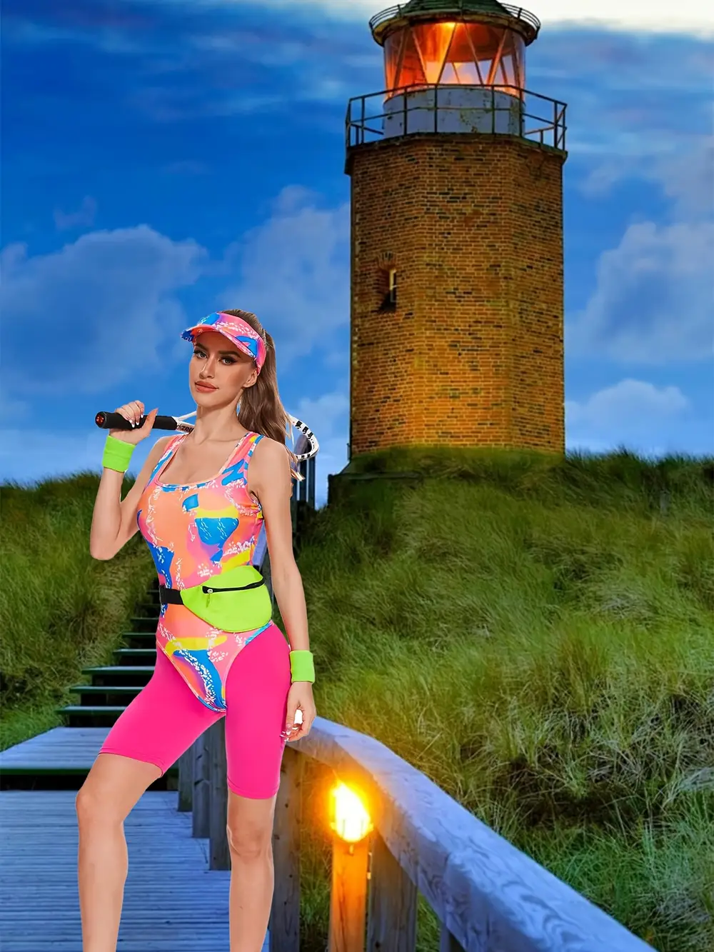 Ensemble costume femme vintage 5 pièces – style années 80/90 pour Halloween ou cosplay – Image 4