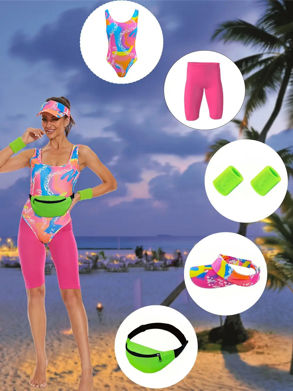 Ensemble costume femme vintage 5 pièces – style années 80/90 pour Halloween ou cosplay – Image 5