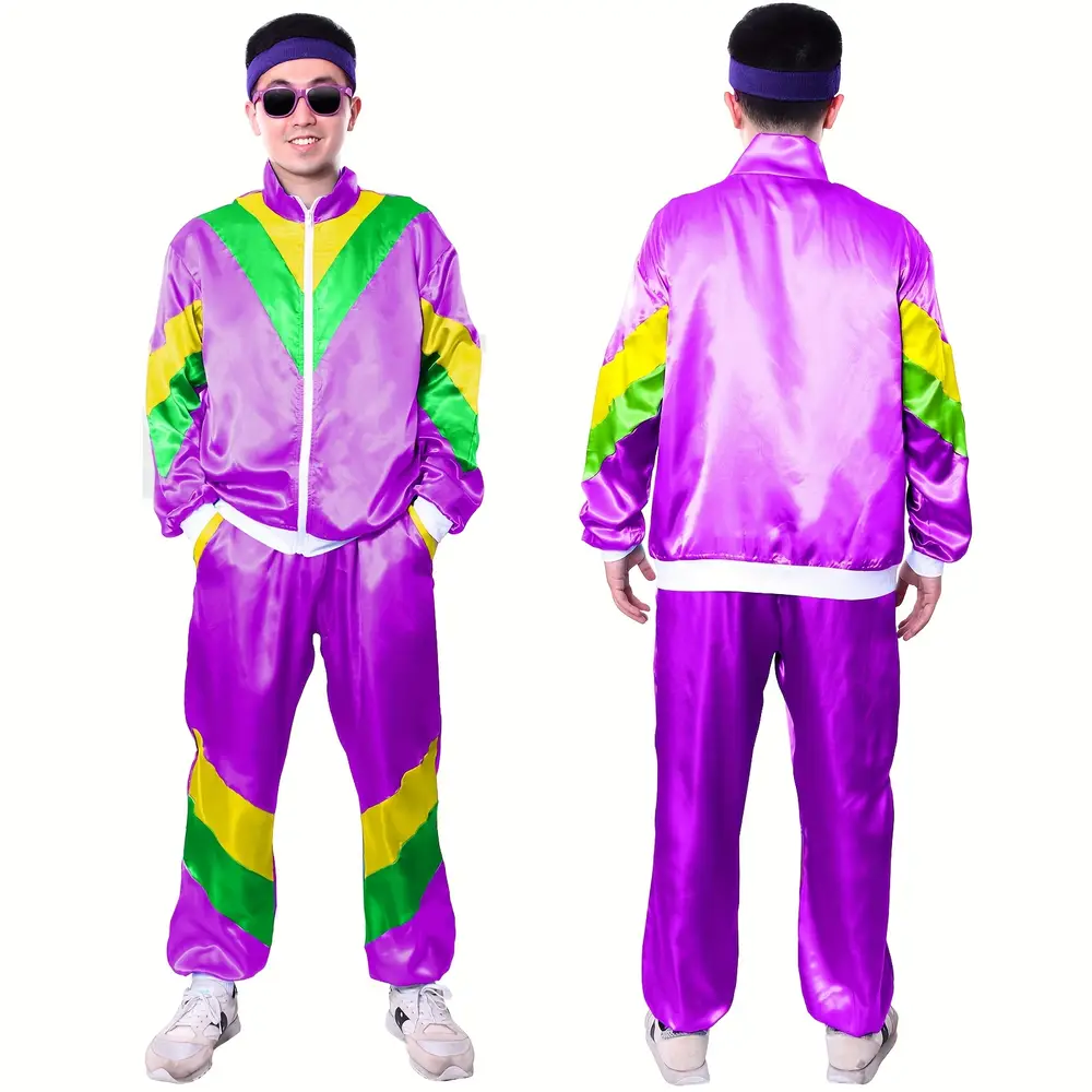 Déguisement rétro années 80 – survêtement vintage hip-hop avec accessoires gonflables – Image 3