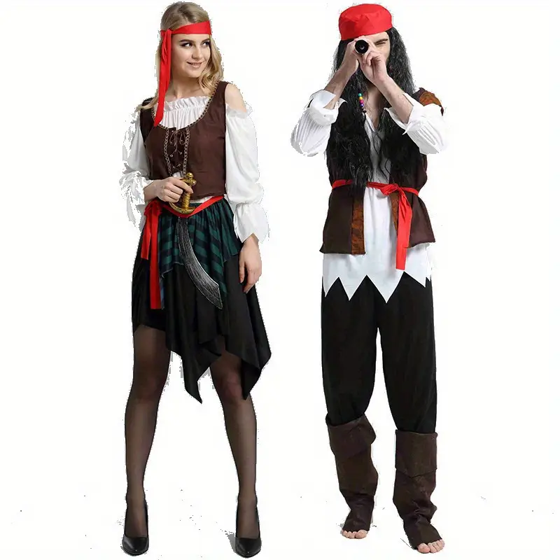 Déguisement pirate adulte style Jack Sparrow – chemise, gilet et ceinture – Image 6