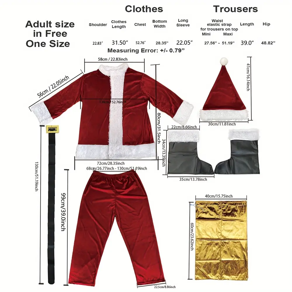 Costume Père Noël velours bordeaux – ensemble 10 pièces élégant et complet – Image 3