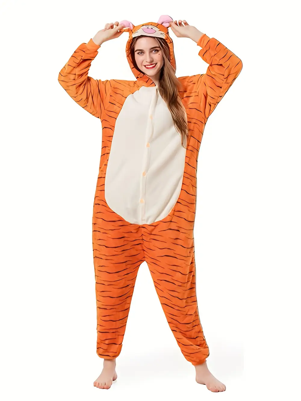 Combinaison pyjama tigre adulte en peluche – costume douillet pour cosplay et maison – Image 2